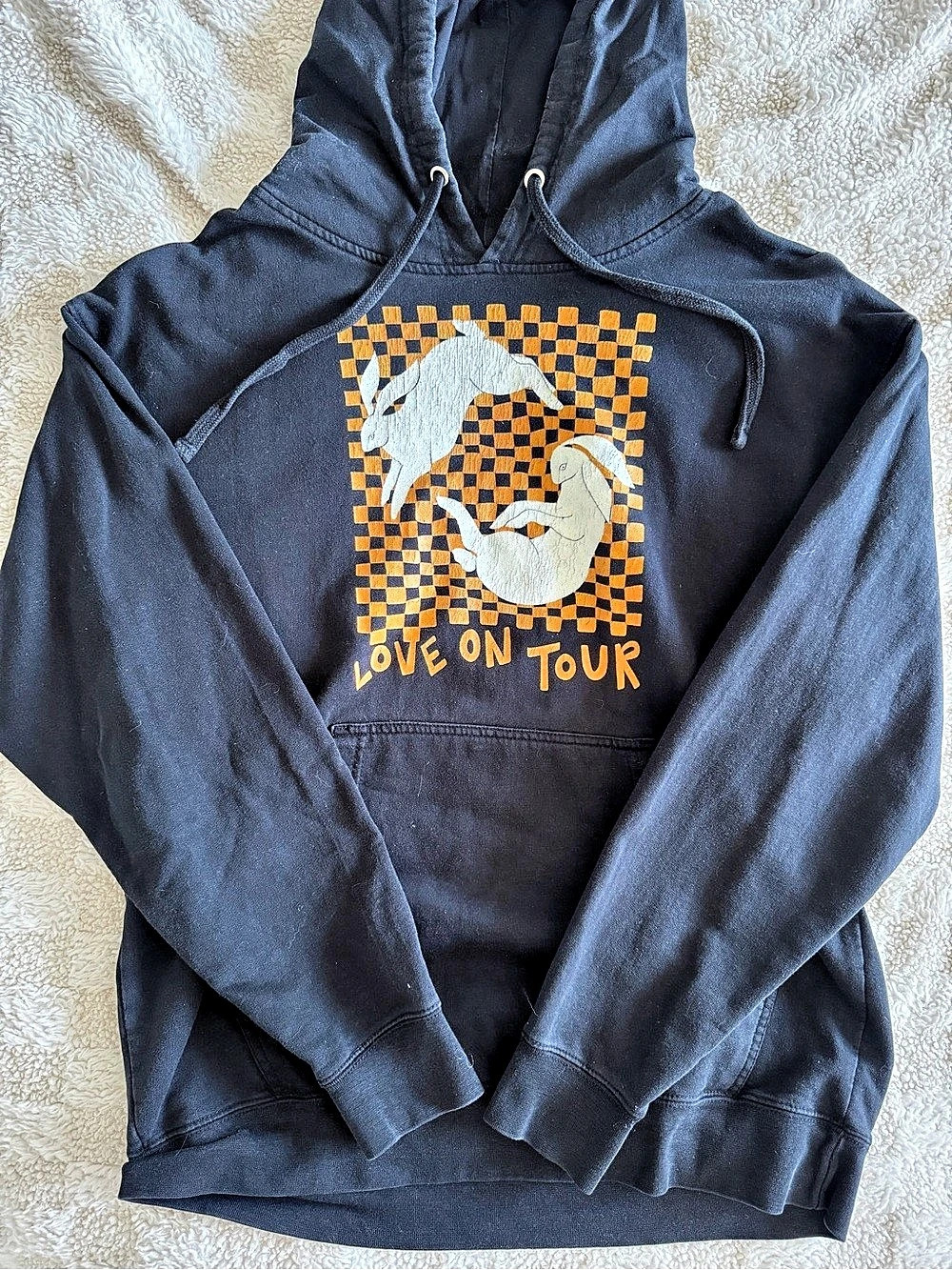 Harry Styles Love On Tour Checkerboard Rabbit Hoodie Black & Orange